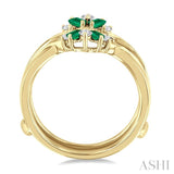 3X1.75 MM Baguette Cut Emerald and 1/6 Ctw Round Cut Diamond Precious Insert Ring in 14K Yellow Gold