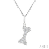 1/10 Ctw Dog Bone Petite Round Cut Diamond Fashion Pendant With Chain in 10K White Gold