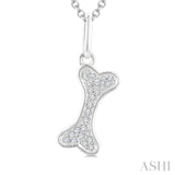 1/10 Ctw Dog Bone Petite Round Cut Diamond Fashion Pendant With Chain in 10K White Gold