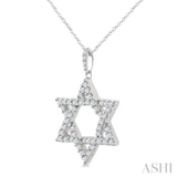 3/4 Ctw Star of David Round Cut Diamond Fashion Pendant With Chain in 14K White Gold