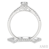 1/2 Ctw Diamond Wedding Set with 3/8 Ctw Round Cut Engagement Ring and 1/10 Ctw Wedding Band in 14K White Gold