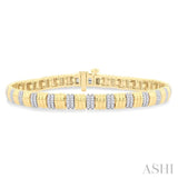 3/4 Ctw Ribbed Round Cut Diamond Pirouette Fashion Bracelet in 14K Yellow Gold