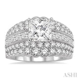1 7/8 Ctw Diamond Semi-Mount Engagement Ring in 14K White Gold