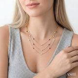 Mixed Shape Ruby and 2 1/2 Ctw Round Cut Diamond Precious Necklace in 14K Yellow Gold