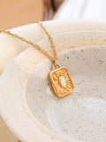 Elaine 18K Rectangle Stone Sun Necklace