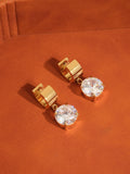 Glissade  CZ Drop Huggie Earrings