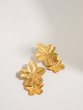 Ivy Gold Statement Stacked Flower Earring