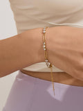 Basil 18K Gold Non-Tarnish Rhinestone Chain Bracelet