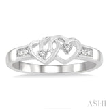 1/10 Ctw Twin Hearts Diamond Ring in 10K White Gold