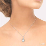 6.5 MM Cultured Pearl and 1/10 Ctw Single Cut Diamond Pendant in 10K White Gold with Chain