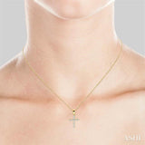 1/10 Ctw Round Cut Diamond Cross Pendant in 14K Yellow Gold with Chain