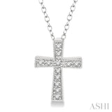 1/20 Ctw Single Cut Diamond Cross Pendant with Chain in Sterling Silver