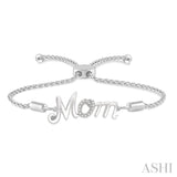 1/20 ctw MOM Carved Round Cut Diamond Sterling Silver Lariat Bracelet