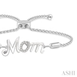 1/20 ctw MOM Carved Round Cut Diamond Sterling Silver Lariat Bracelet