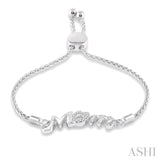 1/20 ctw MOM Carved Round Cut Diamond Sterling Silver Lariat Bracelet