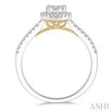 1/3 ctw Round Diamond Lovebright Halo Engagement Ring in 14K White and Yellow Gold