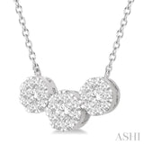 1/2 ctw 3-Stone Lovebright Round Cut Diamond Necklace in 14K White Gold