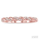 1/10 ctw Twisted Round Cut Diamond Stackable Band in 14K Rose Gold