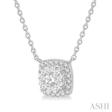 3/4 Ctw Cushion Shape Lovebright Diamond Pendant With Chain in 14K White Gold