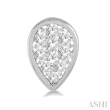 1/2 Ctw Pear Shape Lovebright Round Cut Diamond Bezel Stud Earring in 14K White Gold