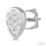1/2 Ctw Pear Shape Lovebright Round Cut Diamond Bezel Stud Earring in 14K White Gold
