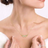 1/20 ctw Angel Wing Round Cut Diamond Necklace in 10K Yellow Gold