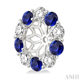 2.65 MM Round Cut Sapphire and 3/4 ctw Round Cut Diamond Precious Earrings Jacket in 14K White Gold