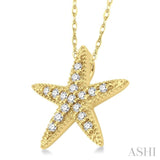 1/6 Ctw Round Cut Diamond Sea Star Pendant in 14K Yellow Gold with Chain