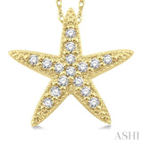 1/6 Ctw Round Cut Diamond Sea Star Pendant in 14K Yellow Gold with Chain