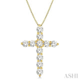 1 ctw Round Cut Diamond Cross Pendant in 14K Yellow Gold with Chain