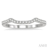 1/6 ctw Crescent Round Cut Diamond Wedding Band in 14K White Gold