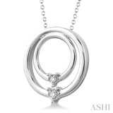 1/20 ctw Round Cut Diamond Circle Pendant in Sterling Silver with Chain