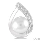 6x6 MM Cultured Pearls and 1/10 ctw Single Cut Diamond Earrings in Sterling Silver