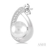 6x6 MM Cultured Pearls and 1/10 ctw Single Cut Diamond Earrings in Sterling Silver