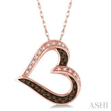 1/5 ctw Round Cut White and Champagne Brown Diamond Heart Pendant in 10K Rose Gold with Chain