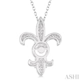 1/10 Ctw Round Cut Diamond Fleur De Lis Emotion Pendant in Sterling Silver with Chain