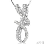 1/2 ctw Round Cut Diamond Pendant in 14K White Gold with Chain