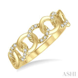 1/10 ctw Curb & Cuban Round Cut Diamond Fashion Band in 14K Yellow Gold