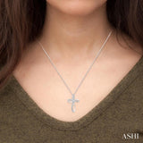 1/50 ctw Infinity Cross Round Cut Diamond Pendant With Chain in Sterling Silver