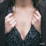 1/10 Ctw Interlocking Twin Circles Round Cut Diamond Pendant With Chain in 10K White Gold