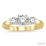 3/4 Ctw Round Cut Diamond Three-Stone Ring in 14K Yellow and White Gold