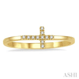 1/20 Ctw Cross Charm Round Cut Diamond Ladies Ring in 10K Yellow Gold