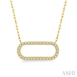 1/10 Ctw Round Cut Diamond Paper Clip Pendant in 14K Yellow Gold