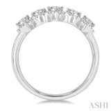 1 ctw Pear Shape 5 Stone Pear & Round Cut Diamond Halo Wedding Band in 14K White Gold