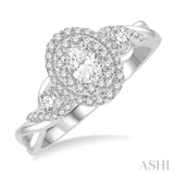 3/8 ctw Split Twisted Shank Round Cut Diamond Semi Mount Engagement Ring in 14K White Gold