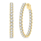 5 ctw Inside-Out Round Cut Diamond Oval Shape Hoop Earrings in 14K Yellow Gold