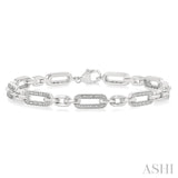 1/6 Ctw Round Cut Diamond Paperclip Bracelet in Sterling Silver