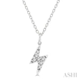 1/10 ctw Lightning Bolt Round Cut Diamond Petite Fashion Pendant With Chain in 10K White Gold
