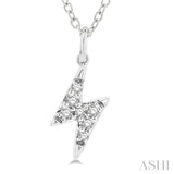 1/10 ctw Lightning Bolt Round Cut Diamond Petite Fashion Pendant With Chain in 10K White Gold