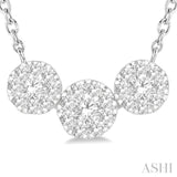 1/2 ctw 3-Stone Lovebright Round Cut Diamond Necklace in 14K White Gold